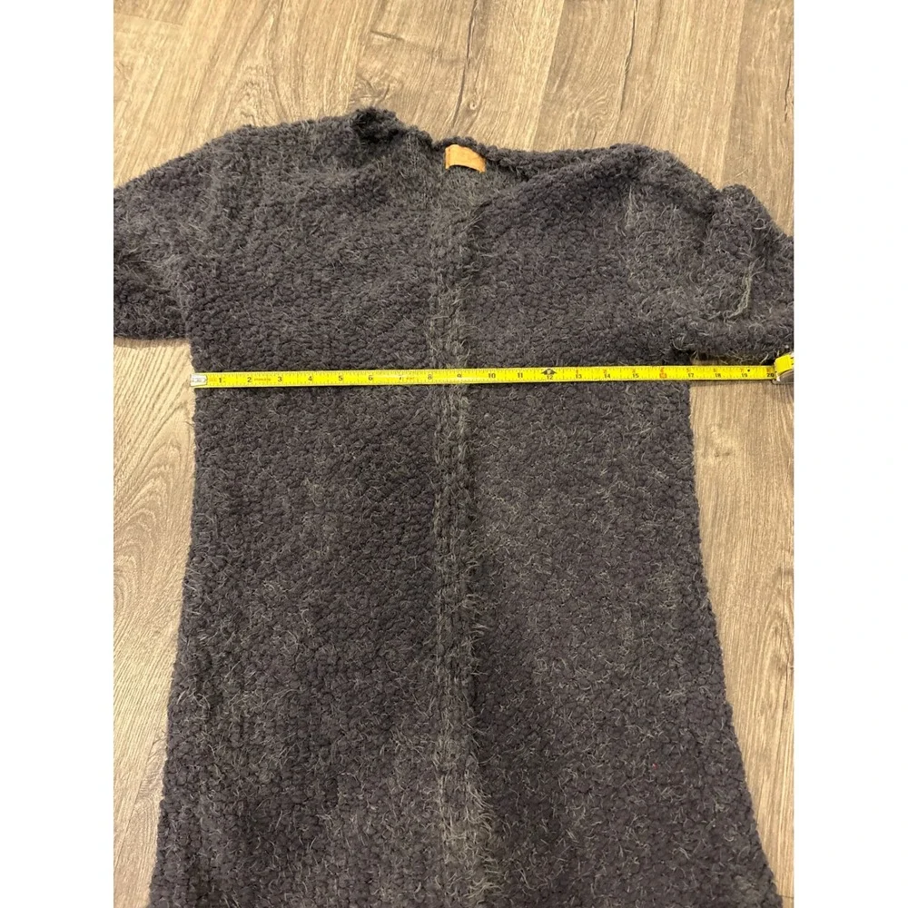 POL Long Boucle‎ Knit Cardigan Gray Open Front Cozy Women